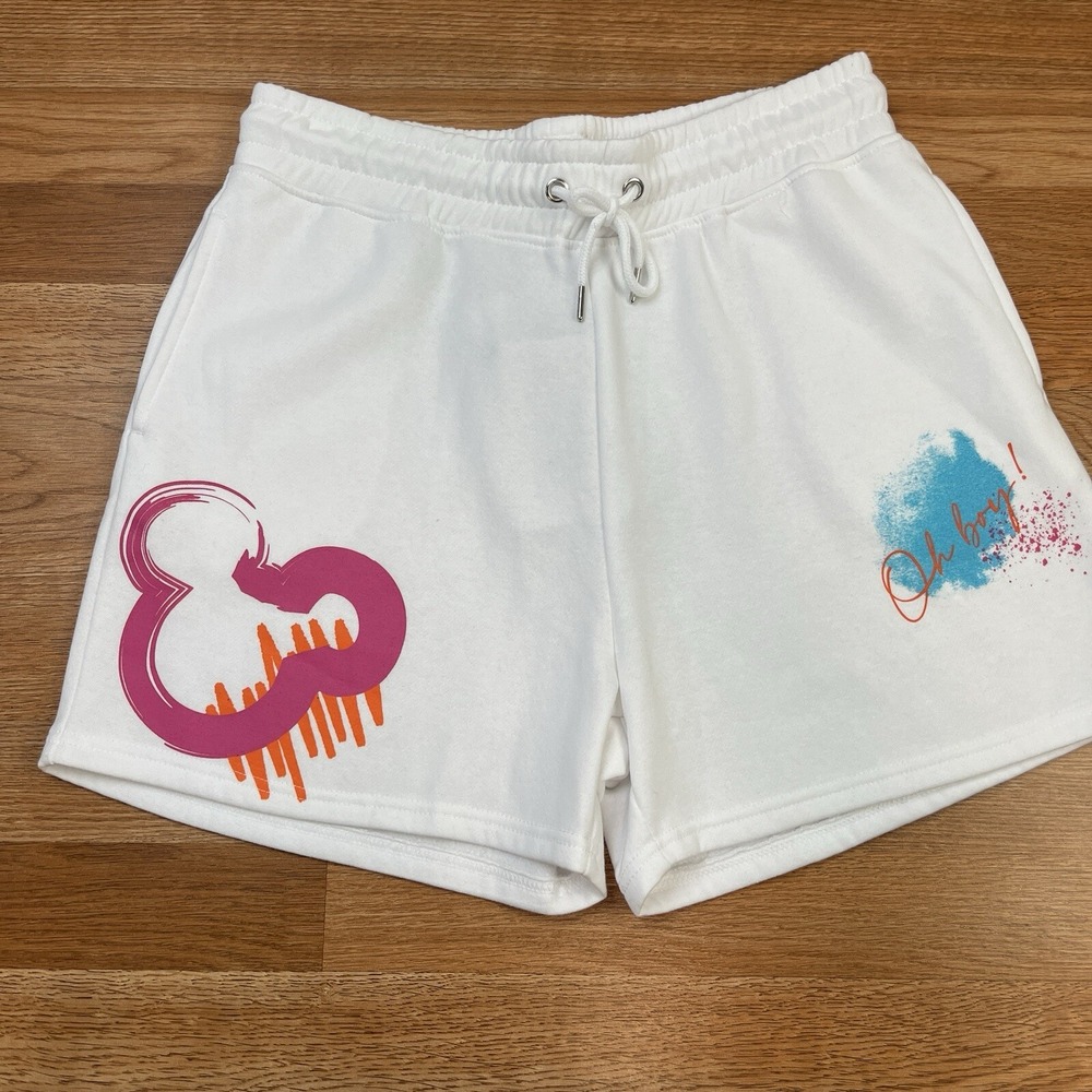 Disney at Primark Shorts Women's Size Medium 8/10 White Mickey Mouse NEW